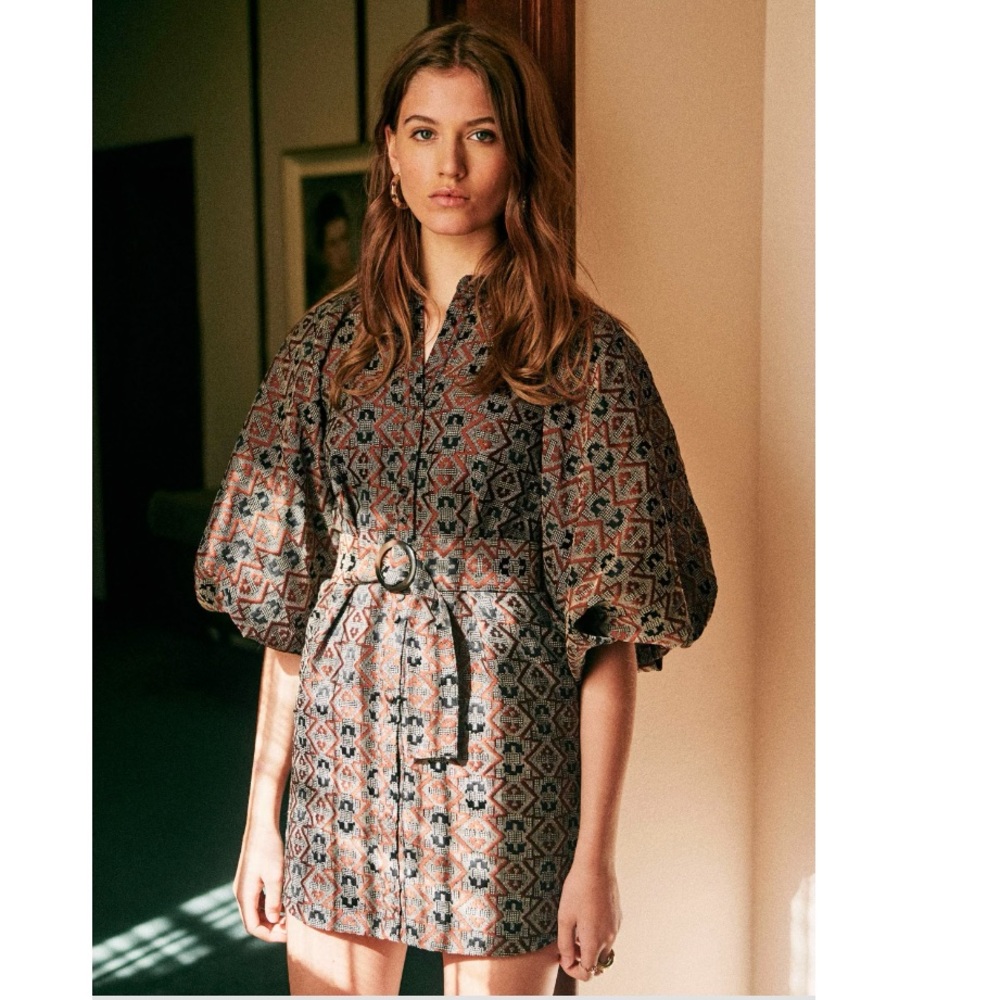 Sezane Lila Puff Sleeve Dress